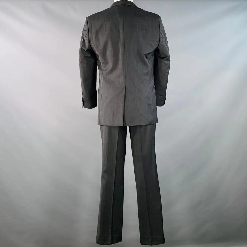 J. LINDEBERG Size 40 Regular Black Grey Wool Peak Lapel Single Button Suit